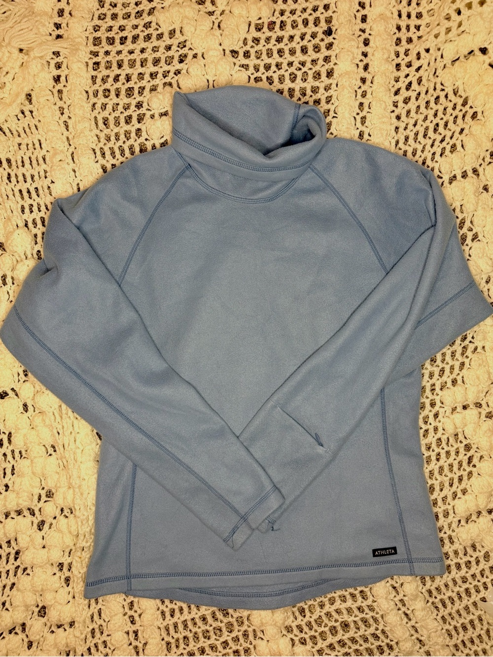 Athleta Powder Blue Turtleneck Fleece Pullover